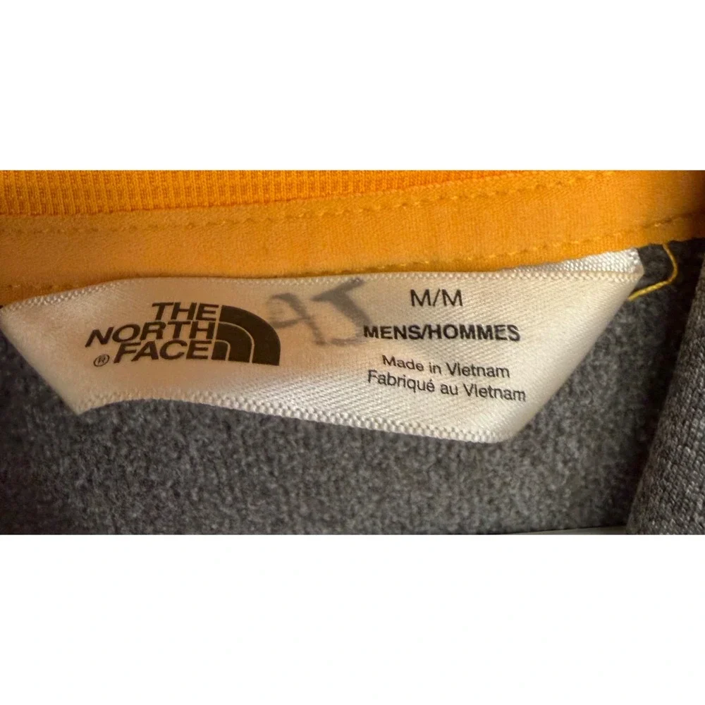 The North Face Mens Gray Orange Logo Pullover Hoodie Sweatshirt Medium TC2D